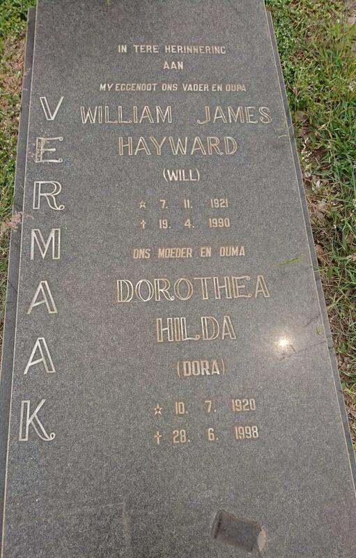 VERMAAK William James Hayward 1921-1990 & Dorothea Hilda 1920-1998