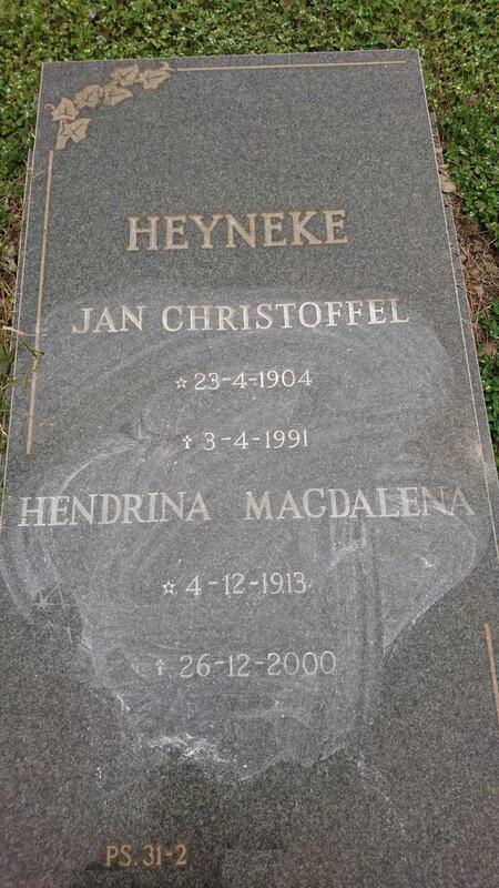 HEYNEKE Jan Christoffel 1904-1991 & Hendrina Magdalena 1913-2000