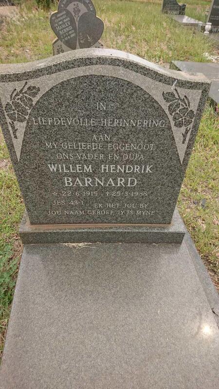 BARNARD Willem Hendrik 1915-1988