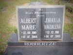 ROBBERTZE Albert Mare 1910-2004 & Johanna Magdalena 1911-2005