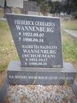 WANNENBURG Frederick Gerhardus 1922-1998 & Magrietha Magdalena SCHOEMAN 1922-1998