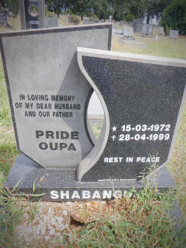 SHABANGU Pride Oupa 1972-1999