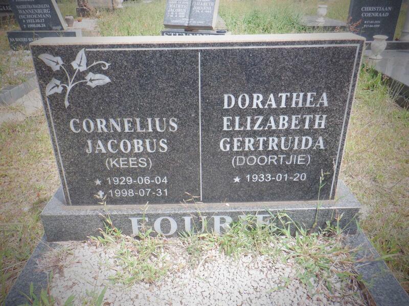 FOURIE Cornelius Jacobus 1929-1998 & Dorathea Elizabeth Gertruida 1933-
