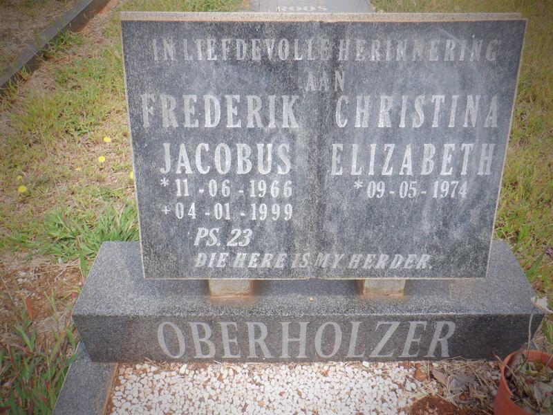 OBERHOLZER Frederik Jacobus 1966-1999 & Christina Elizabeth 1974-