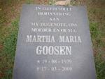 GOOSEN Martha Maria 1939-2000