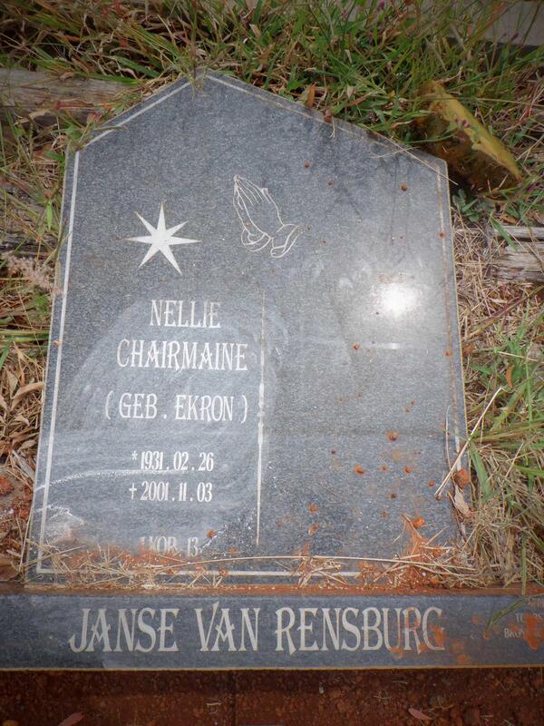RENSBURG Nellie Chairmaine, Janse van nee EKRON 1931-2001