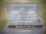 BOTHA Frik 1931-1997 & Ans 1931-1998