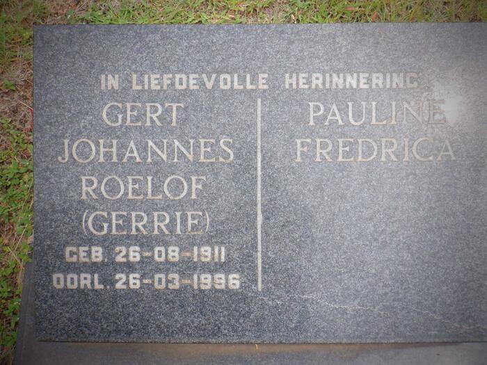 ROUX Gert Johannes Roelof, le 1911-1996 & Pauline Fredrica