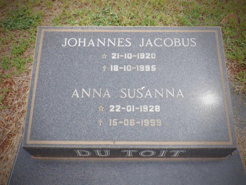 TOIT Johannes Jacobus, du 1920-1995 & Anna Susanna 1928-1999