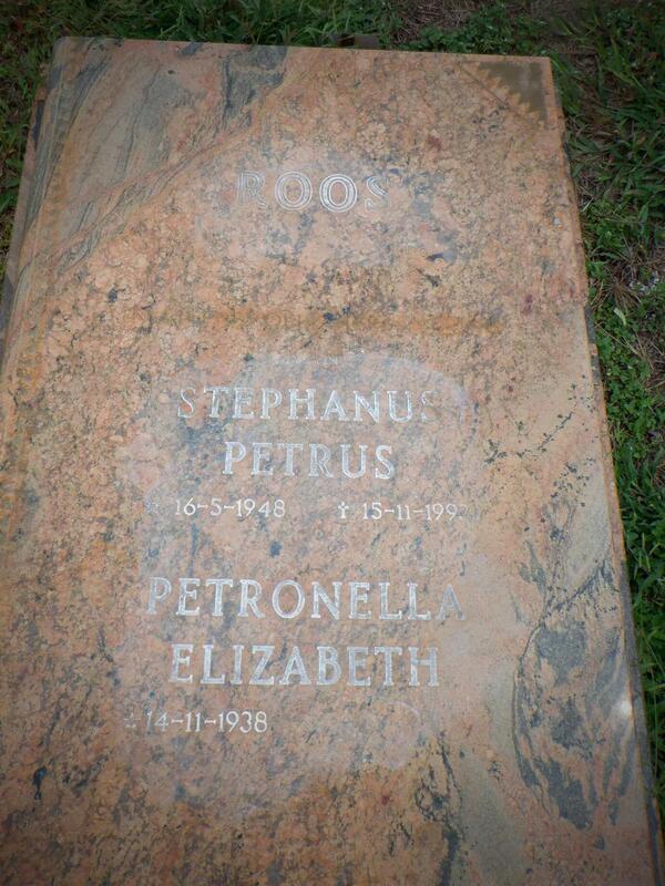 ROOS Stephanus Petrus 1948-1992 & Petronella Elizabeth 1938-