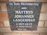 LANGERMAN Matthys Johannes 1929-2010
