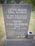 RENSBURG Frieda, J. van nee BRITS 1918-1993