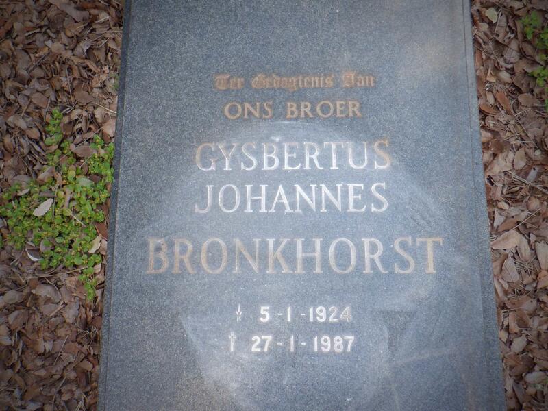 BRONKHORST Gysbertus Johannes 1924-1987