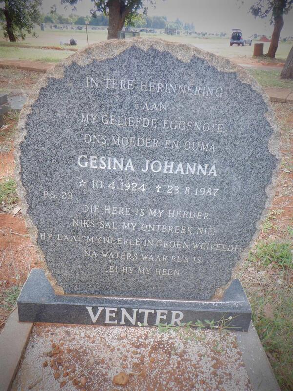 VENTER Gesina Johanna 1924-1987