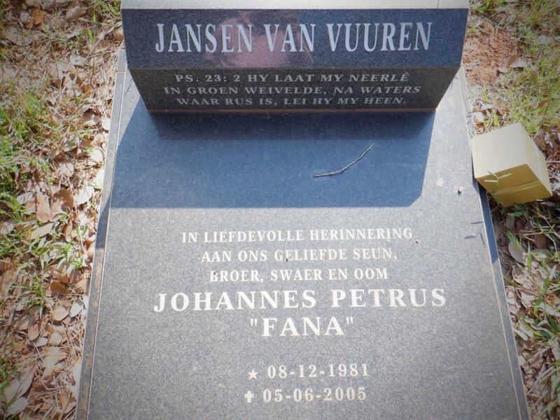 VUUREN Johannes Petrus, Jansen van 1981-2005