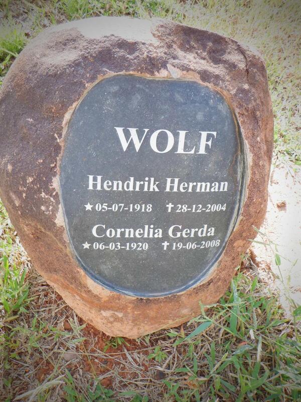 WOLF Hendrik Herman 1918-2004 & Cornelia Gerda 1920-2008