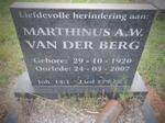 BERG Marthinus A.W., van der 1920-2007