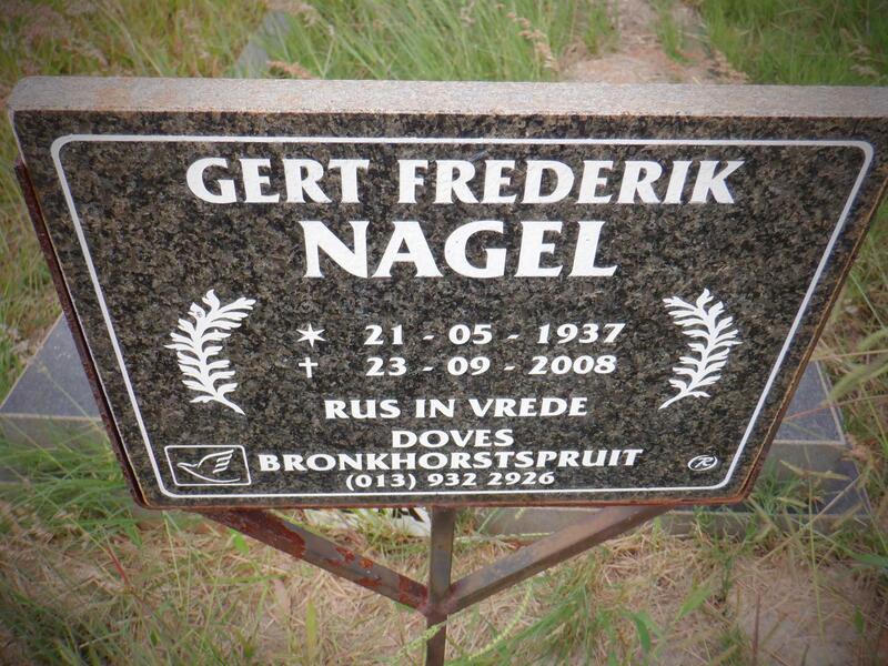 NAGEL Gert Frederik 1937-2008