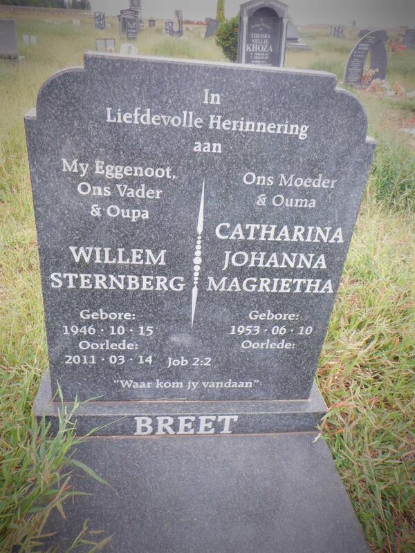 BREET Willem Sternberg 1946-2011 & Catharina Johanna Magrietha 1953-