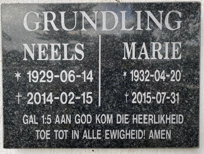 GRUNDLING Neels 1929-2014& Marie 1932-2015