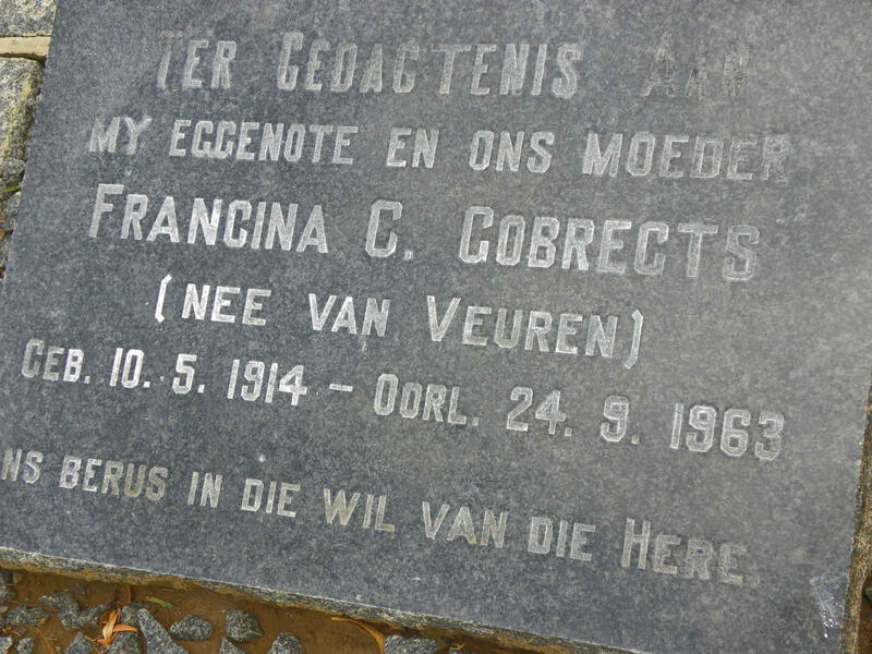 GOBREGTS Francina C. nee VAN VEUREN 1917-1963