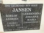 JANSEN Roelof Andries -2013 & Gerrendina Johanna Maria