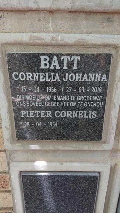 BATT Pieter Cornelis 1954- & Cornelia Johanna 1956-2018