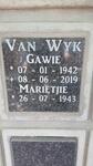 WYK Gawie, van 1942-2019 & Marietjie 1943-