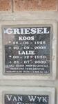 GRIESEL Koos 1928-2008 & Lalie 1930-2009