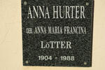 HURTER Anna Maria Francina nee LOTTER 1904-1988