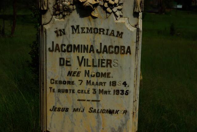 VILLIERS Jacomina Jacoba, de nee NOOME 1854-1935