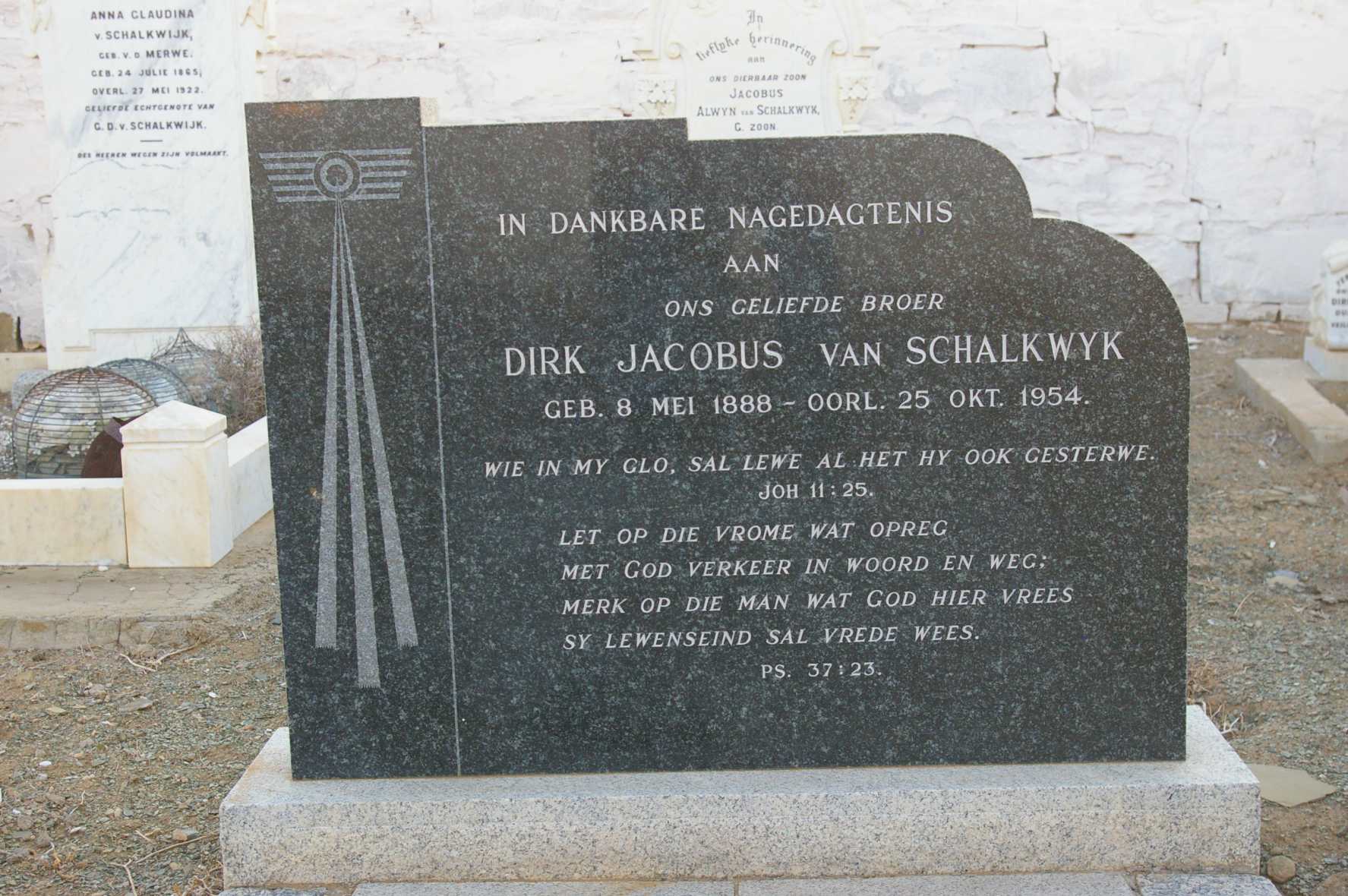 SCHALKWYK Dirk Jacobus, van 1888-1954