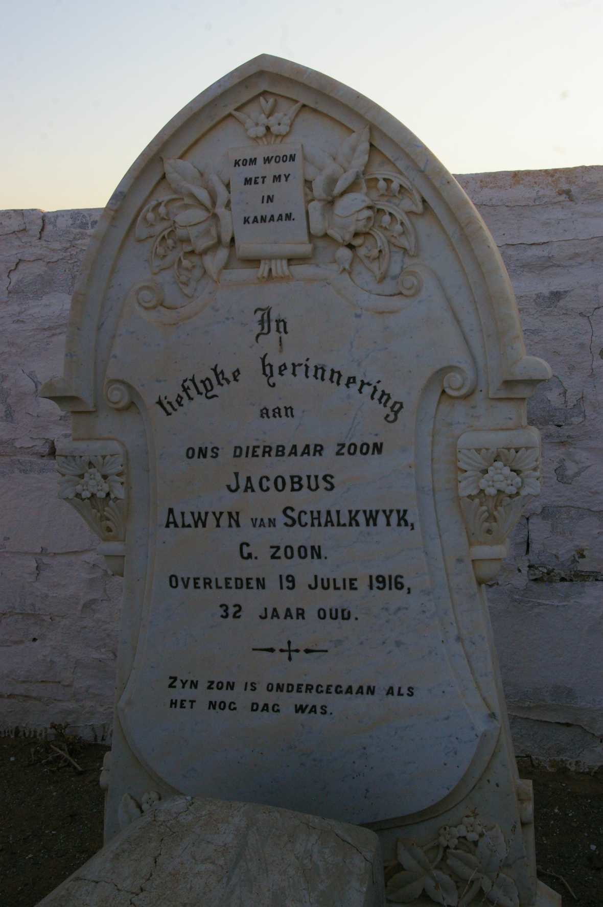 SCHALKWYK Jacobus Alwyn, van -1916