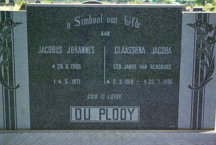 PLOOY Jacobus Johannes, du 1905-1971 & Claassiena Jacoba JANSE VAN RENSBURG 1919-1996