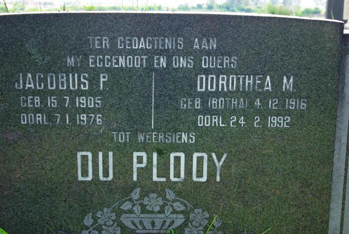 PLOOY Jacobus P., du 1905-1976 & Dorothea M. BOTHA 1916-1992