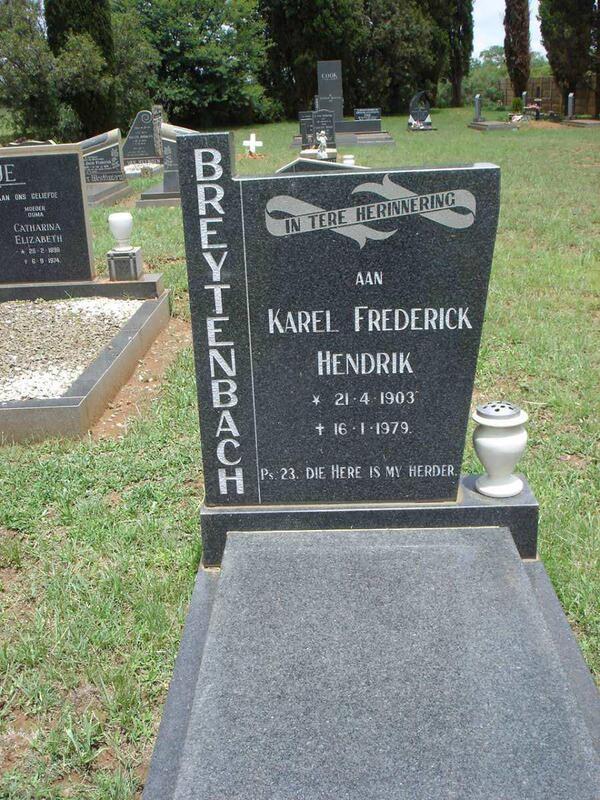 BREYTENBACH Karel Frederick Hendrik 1903-1979