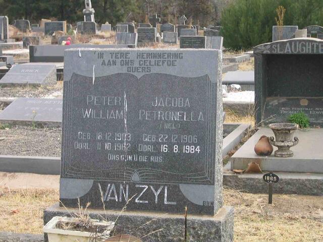 ZYL Peter William, van 1903-1982 & Jacoba Petronella NEL 1906-1984