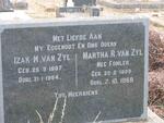 ZYL Izak W., van 1887-1954 & Martha R. FOWLER 1889-1968
