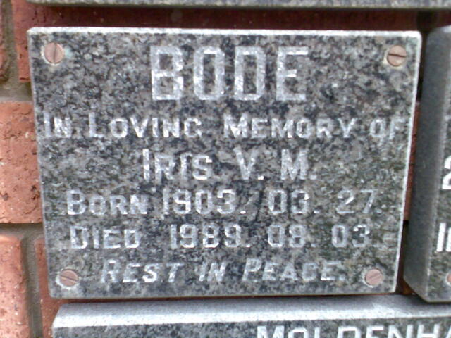 BODE Iris V.M. 1903-1989