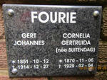 FOURIE Gert Johannes 1851-1914 & Cornelia Gertruida BUITENDAG 1870-1929