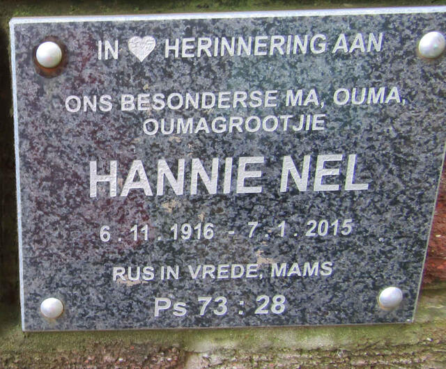 NEL Hannie 1916-2015