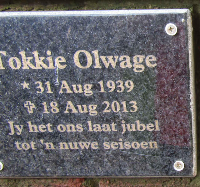 OLWAGE Tokkie 1939-2013