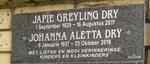DRY Japie Greyling 1929-2011 & Johanna Aletta 1937-2019