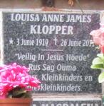 KLOPPER Louisa Anne James 1919-2011