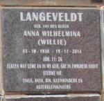 LANGEVELDT Anna Wilhelmina nee VAN DEN BERGH 1930-2014