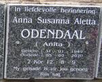 ODENDAAL Anna  Susanna Aletta 1949-2020