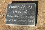 COLLING Eunice nee HEUNIS 1926-2017
