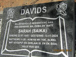 DAVIDS Sarah 1958-2020