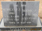 NIEMAND Nicholas J.J. 1898-1981 & Miemie J. 1904-1993