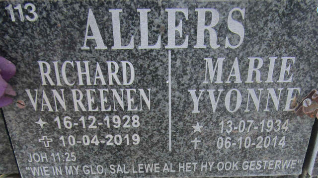 ALLERS Richard van Reenen 1928-2019 :: ALLERS Marie Yvonne 1934-2014